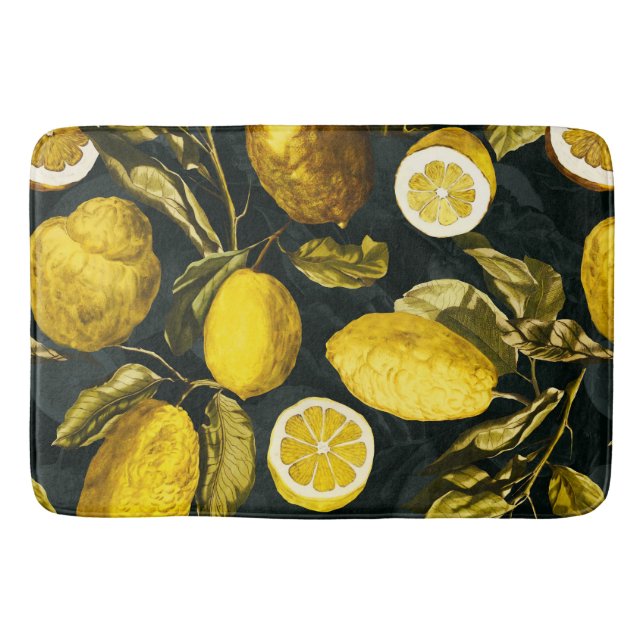 Lemon and Leaf Pattern V Bath Mat (Front)