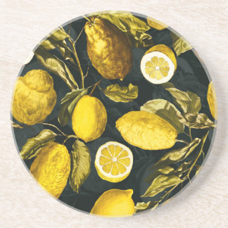 Lemon and Leaf Pattern V Coaster