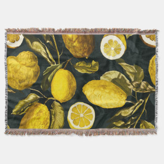 Lemon and Leaf Pattern V Throw Blanket