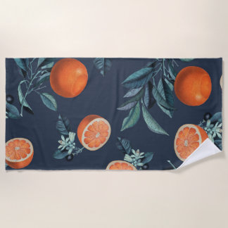 Lemon and Leaf Pattern VI Beach Towel