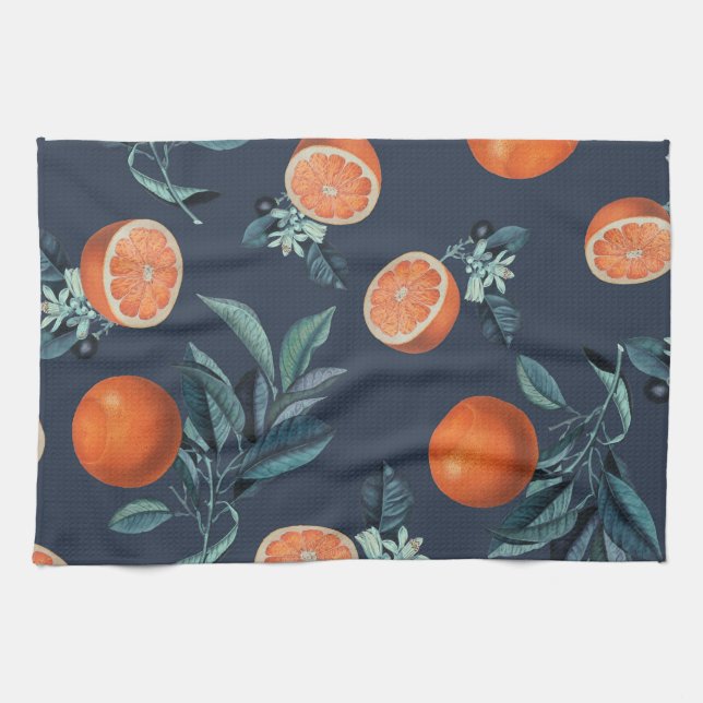 Lemon and Leaf Pattern VI Tea Towel (Horizontal)