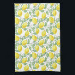 Lemon and Leaves Pattern Tea Towel<br><div class="desc">A cute fresh lemons and leaves pattern for your kitchen decor in a watercolor style. Perfect for summer,  or farm house and cottage kitchen decor.</div>