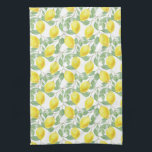 Lemon and Leaves Pattern Tea Towel<br><div class="desc">A cute fresh lemons and leaves pattern for your kitchen decor in a watercolor style. Perfect for summer,  or farm house and cottage kitchen decor.</div>