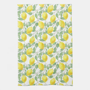 Lemon and Leaves Pattern Tea Towel