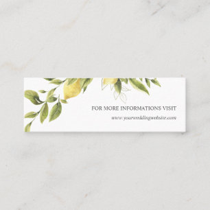 Lemon and leaves Pattern Wedding Website Mini Business Card