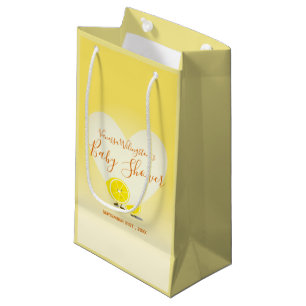 Lemon and Lemon Slice Baby Shower Heart Yellow Small Gift Bag