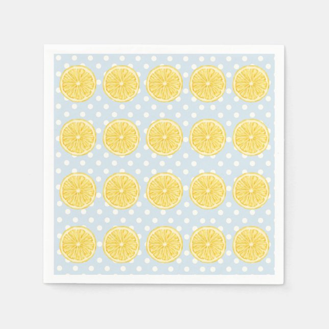 Lemon and Light Blue Summer Napkins (Front)