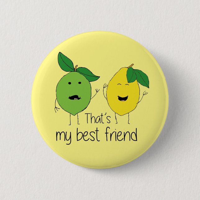 Lemon and Lime Best Friends BFF Lemon Art Besties 6 Cm Round Badge (Front)