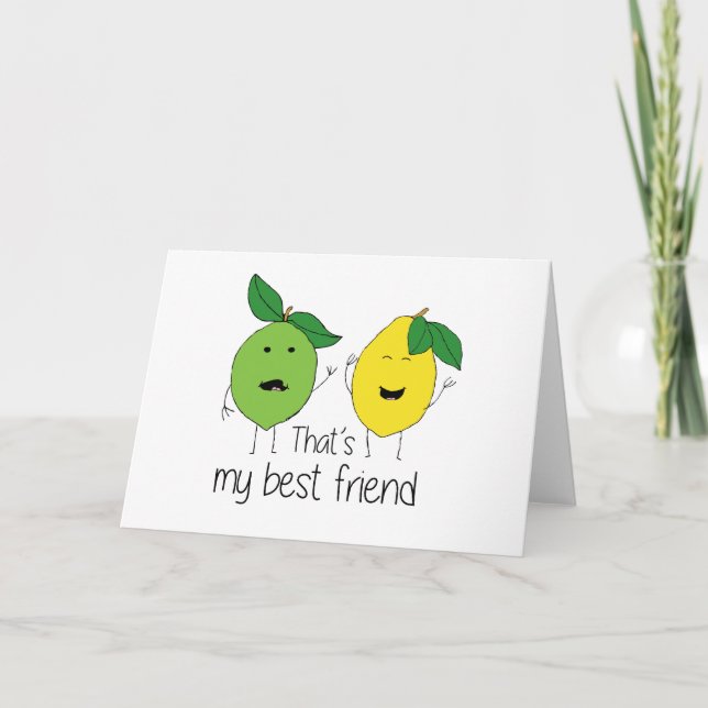 Lemon and Lime Best Friends BFF Lemon Art Besties Card (Front)