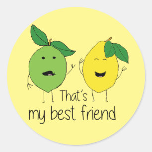 Lemon and Lime Best Friends BFF Lemon Art Besties Classic Round Sticker