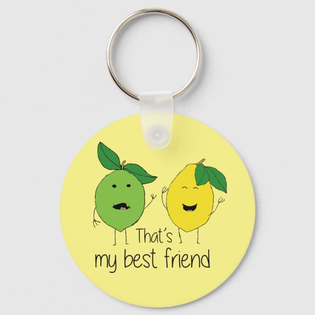 Lemon and Lime Best Friends BFF Lemon Art Besties Key Ring (Front)