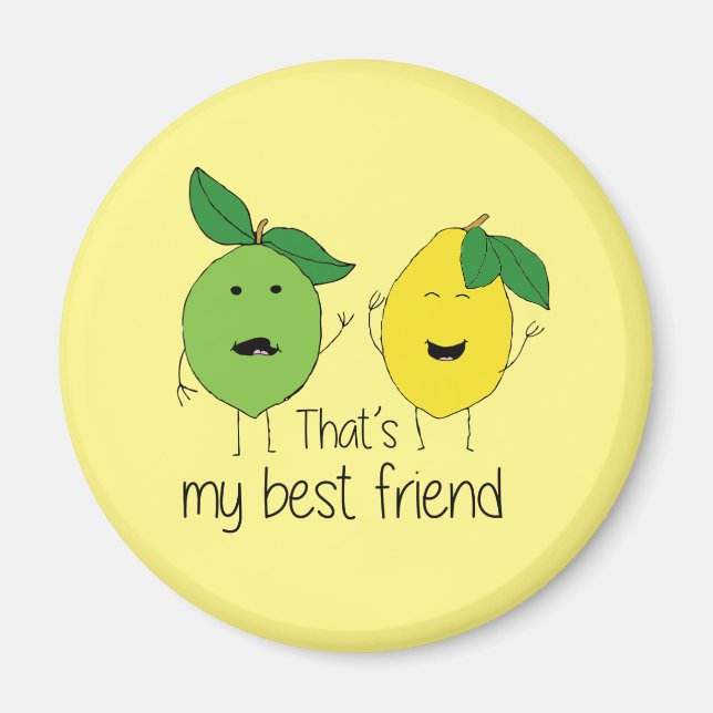 Lemon and Lime Best Friends BFF Lemon Art Besties Magnet (Front)