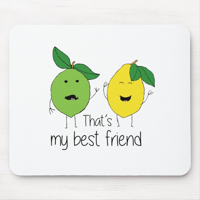Lemon and Lime Best Friends BFF Lemon Art Besties Mouse Mat (Front)