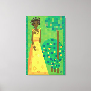 Lemon and lime - girl in a garden canvas print