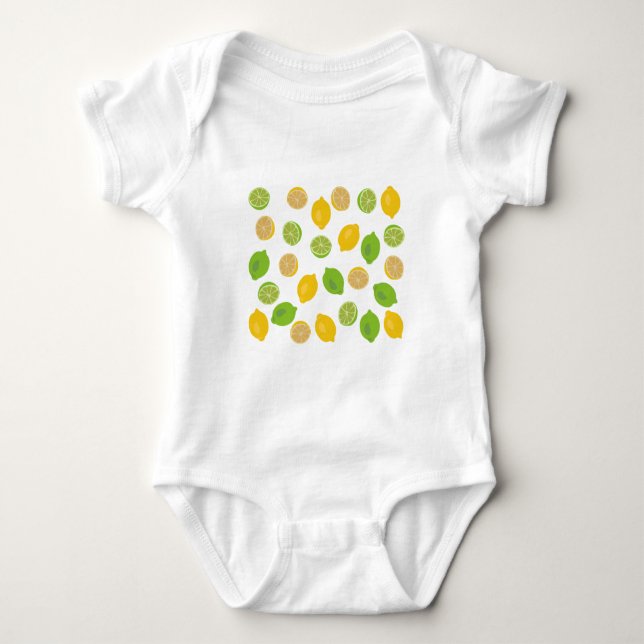 Lemon and Lime Pattern Baby Bodysuit (Front)