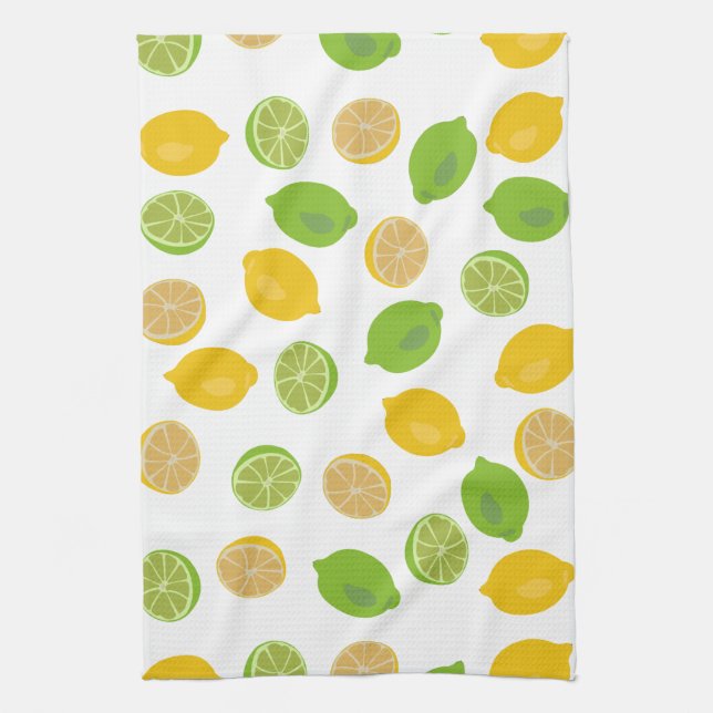 Lemon and Lime Pattern Tea Towel (Vertical)