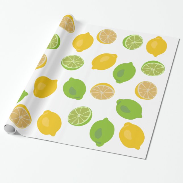 Lemon and Lime Pattern Wrapping Paper (Unrolled)