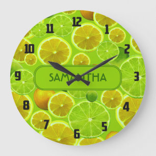 LEMON AND LIME PERSONALIZE .. LARGE CLOCK