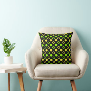 Lemon and Lime Rings and Polka Dots by STaylor Cushion