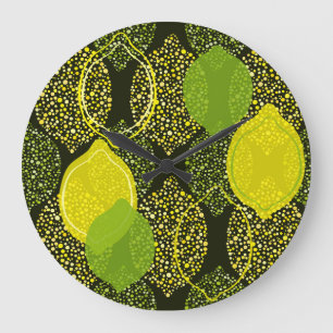 Lemon and lime seamless pattern. large clock