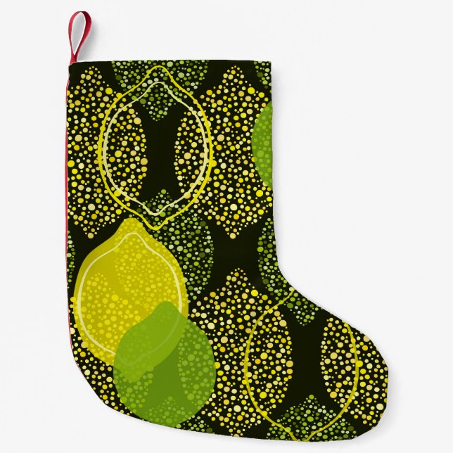 Lemon and lime seamless pattern. small christmas stocking (Front)