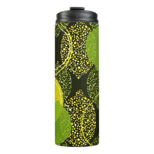 Lemon and lime seamless pattern. thermal tumbler