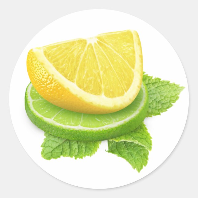 Lemon and lime slices classic round sticker (Front)