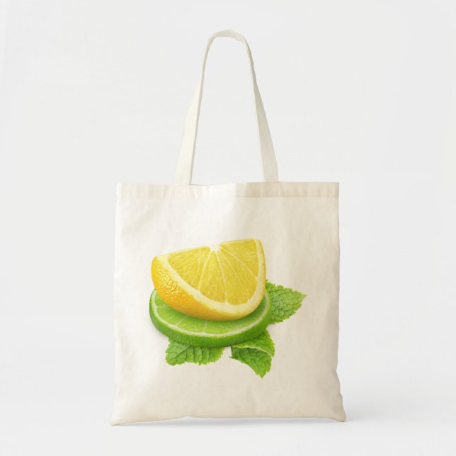 Lemon and lime slices tote bag (Front)