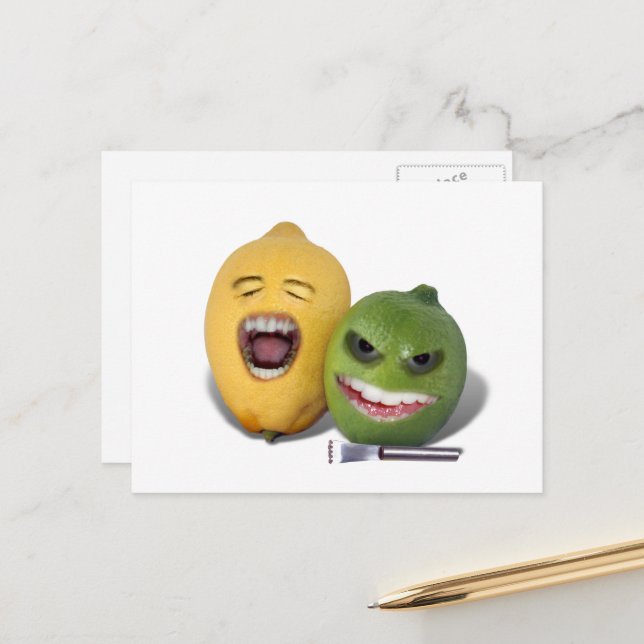 Lemon and Lime with a Zester Postcard (Front/Back In Situ)