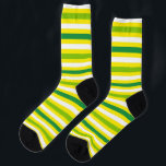 Lemon and LIme - Yellow Green White Striped Socks<br><div class="desc">Colourful, lemon yellow, lime green, and white striped socks. Add a pop of colour and fun to your wardrobe with these vibrant striped socks, perfect for anyone who loves to make a statement with their footwear. Featuring bold, eye-catching stripes in a variety of colours, these socks are designed to bring...</div>