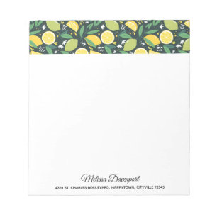 Lemon and Limes Fruit Pattern in Green and Yellow Notepad