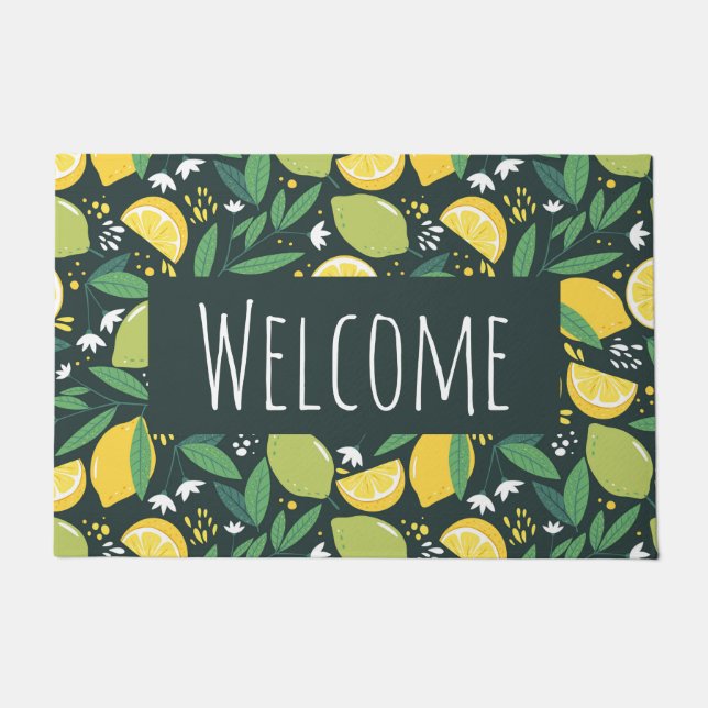 Lemon and Limes Fruit Pattern Welcome Doormat (Front)