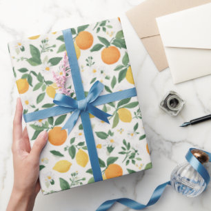 Lemon And Orange Citrus Pattern Wrapping Paper