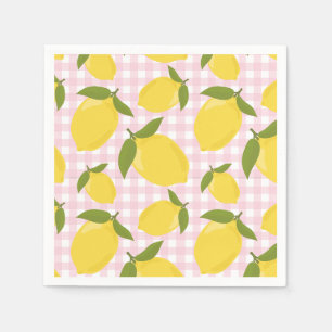 Lemon and Pink Gingham Napkin