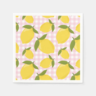 Lemon and Pink Gingham Napkin