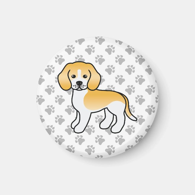 Lemon And White Beagle Cute Cartoon Dog Magnet (Front)