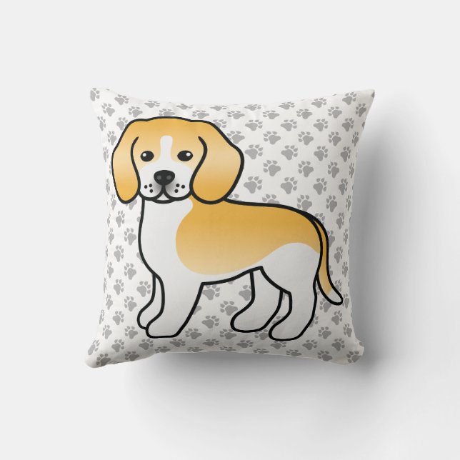Lemon And white Beagle Cute Cartoon Dog Paws Cushion Zazzle