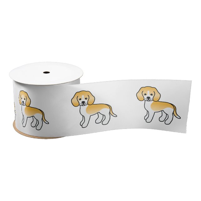 Lemon And White Beagle Cute Cartoon Dog Satin Ribbon (Spool)