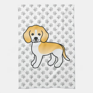 Lemon And White Beagle Cute Cartoon Dog Tea Towel
