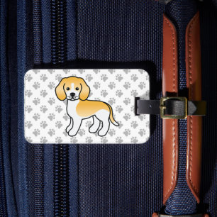 Lemon And White Beagle Cute Cartoon Dog & Text Luggage Tag