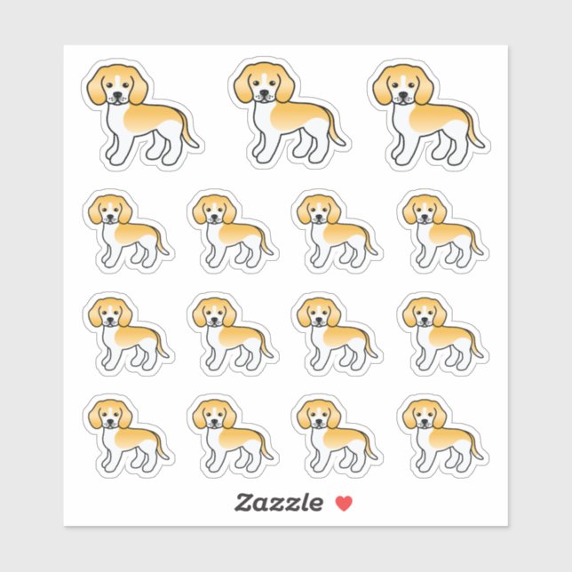 Lemon And White Beagle Cute Cartoon Dogs (Sheet)