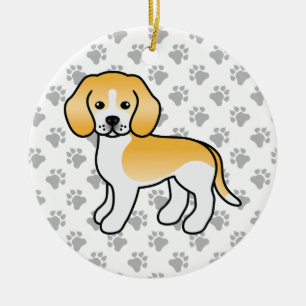 Lemon And White Beagle Dog Cartoon Illustration Ceramic Tree Decoration