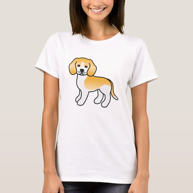 Lemon And White Cute Cartoon Beagle Dog T-Shirt (Front)