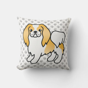 Lemon And White Japanese Chin Cartoon Dog & Paws Cushion