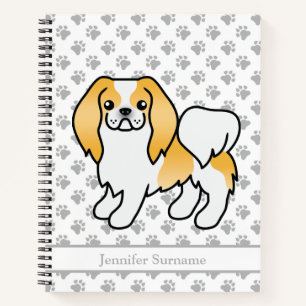 Lemon And White Japanese Chin Cartoon Dog & Text Notebook
