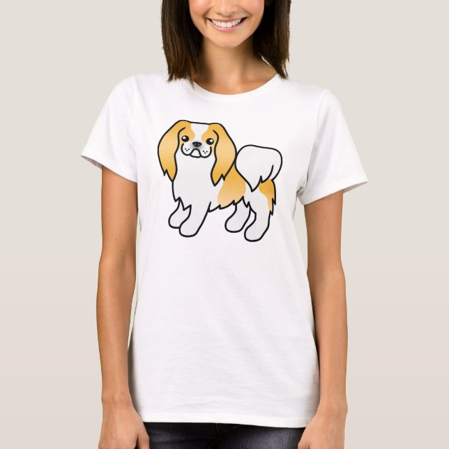 Lemon And White Japanese Chin Cute Cartoon Dog T-Shirt (Front)