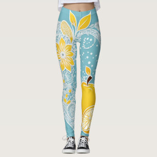 Lemon Aqua AI art  Leggings