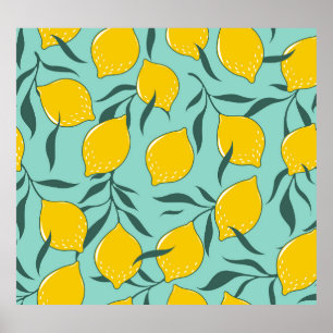 Lemon Art Fashion Abstract Seamless Poster