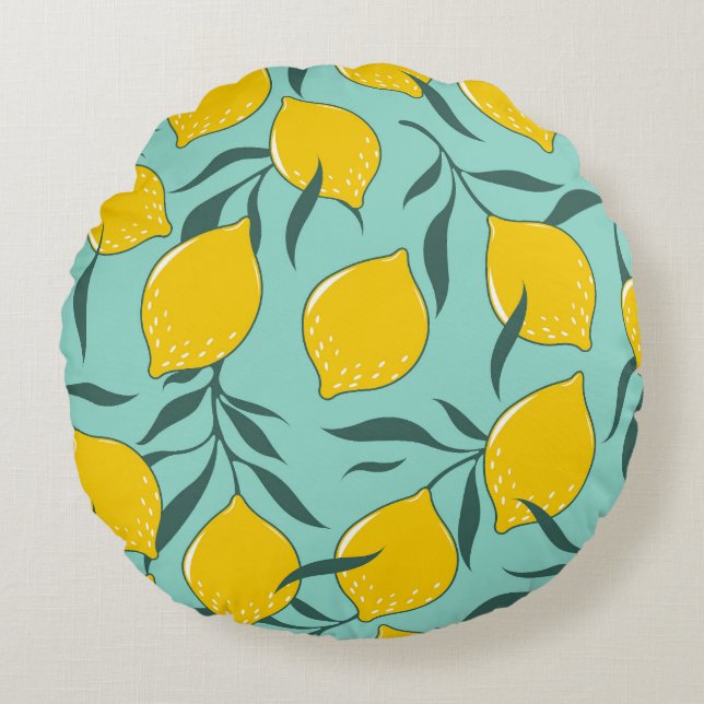Lemon Art Fashion Abstract Seamless Round Cushion (Front)