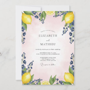 Lemon Azure Blush Eucalyptus Wedding Invitation